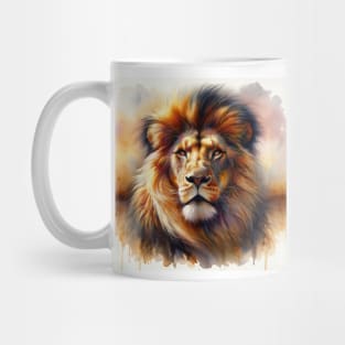 Regal Roar: Majestic Lion Watercolor Mug